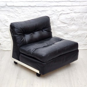 Amanta Lounge Chair in Black Leather by Mario Bellini for C&B Italia | Italian Space Age | 1970s