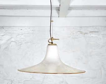 Murano Swirled Glass Pendant Ceiling Lamp by V. Nason | Italian Midcentury Modern | 1970s