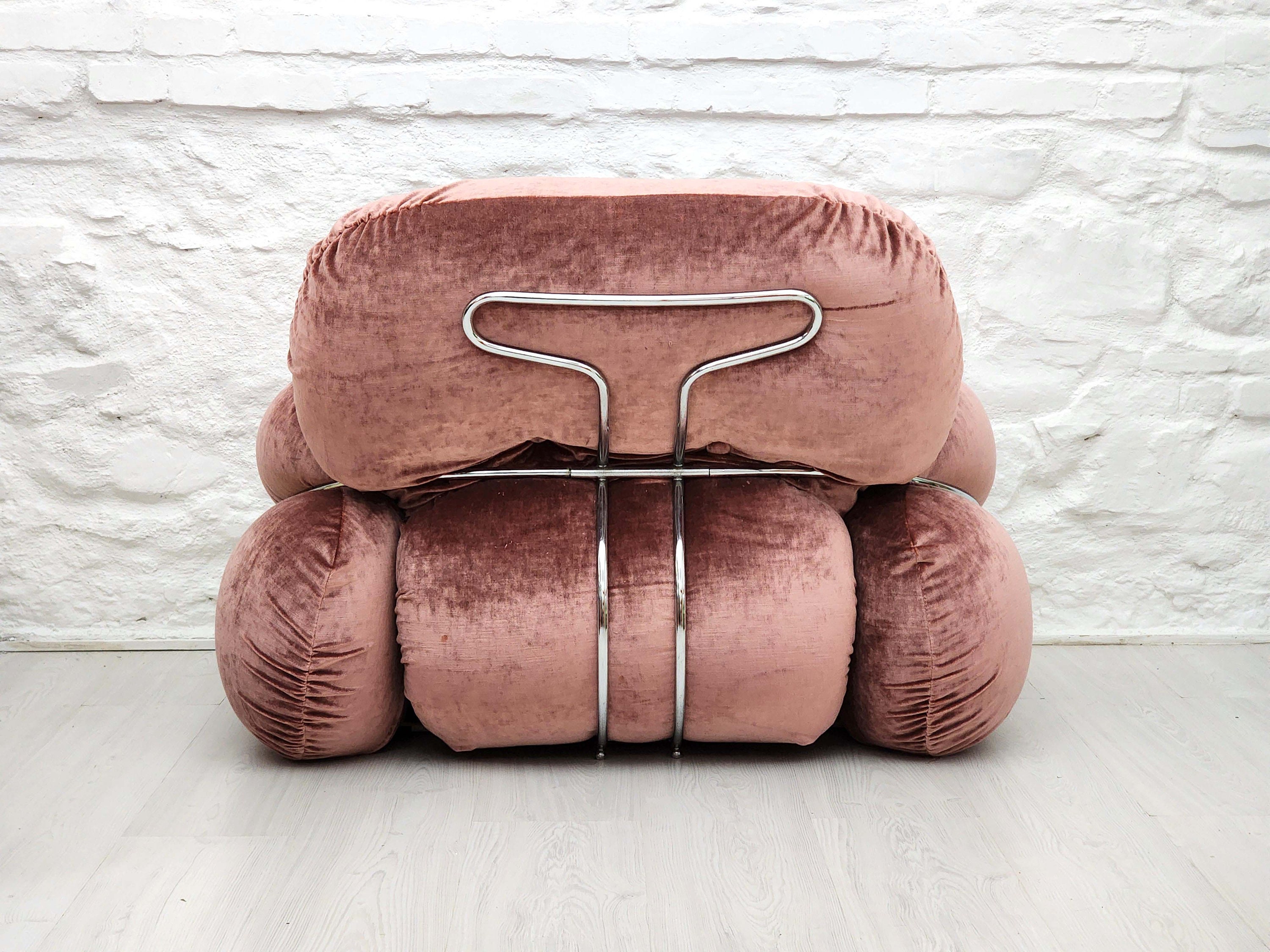 Okay Lounge Chair in Mauve Velvet by Adriano Piazzesi for 3D