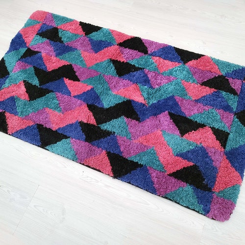 Tapis en coton à motifs géométriques par T&J Vestor pour Missoni | Postmoderne italien | Années 80