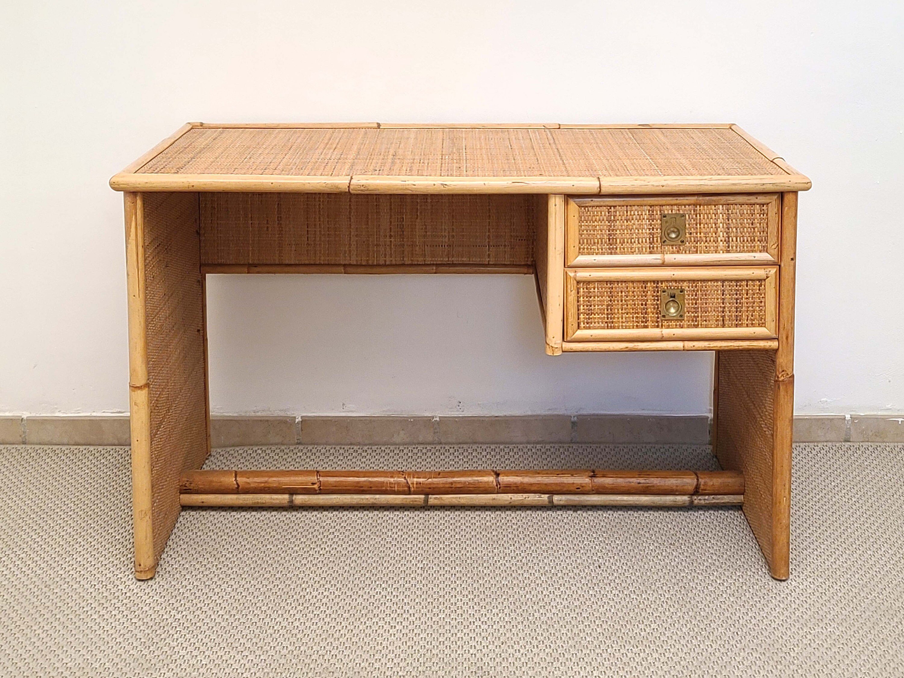 Vintage rattan desk best sale