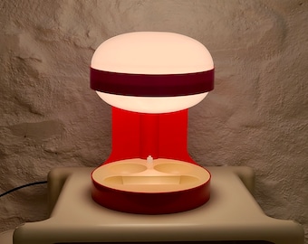 KD29 Plastic Table Lamp in Red by Joe Colombo for Kartell | Italian Space Age | 1960s