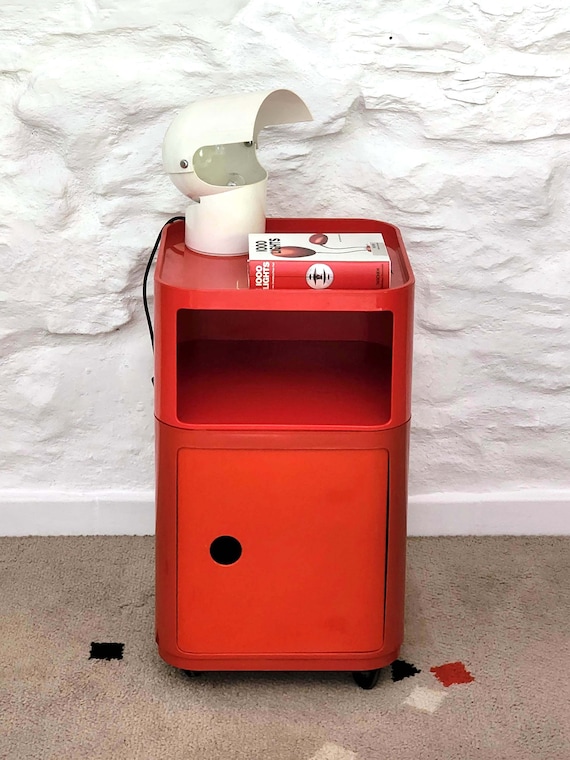 Square Componibili Modular Trolley Cabinet in Red by Anna Castelli Ferrieri  for Kartell Italian Space Age 1960s 