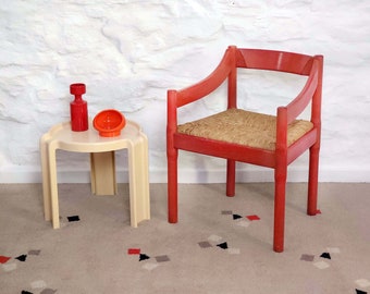 Carimate Dining Chair in Red Lacquer by Vico Magistretti for Cassina | Vintage Italian Design | 1960s
