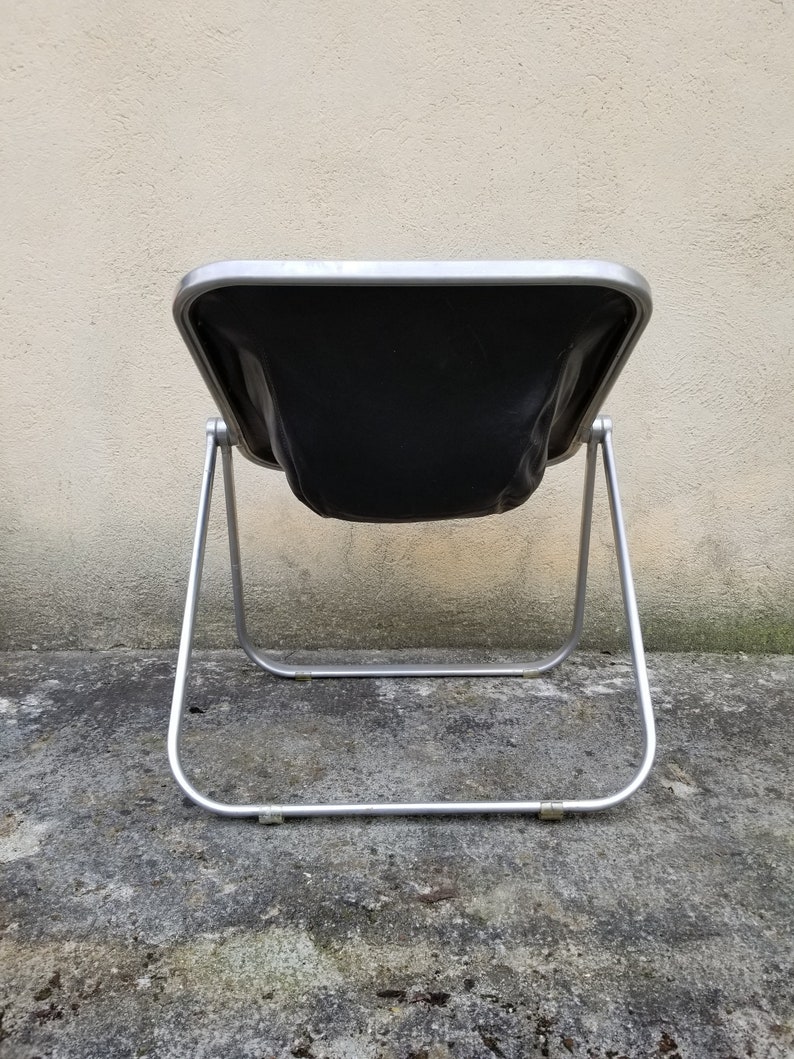 PLONA Black Leather Folding Chair by Giancarlo Piretti for Etsy