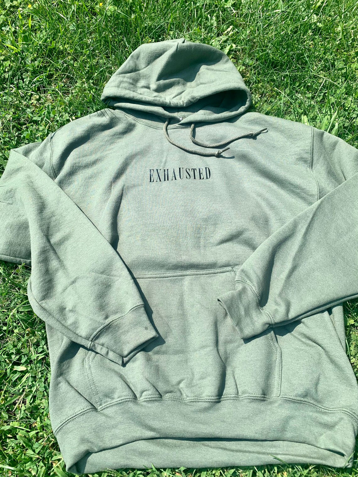 Hunter Green Exhausted Hoodie Etsy