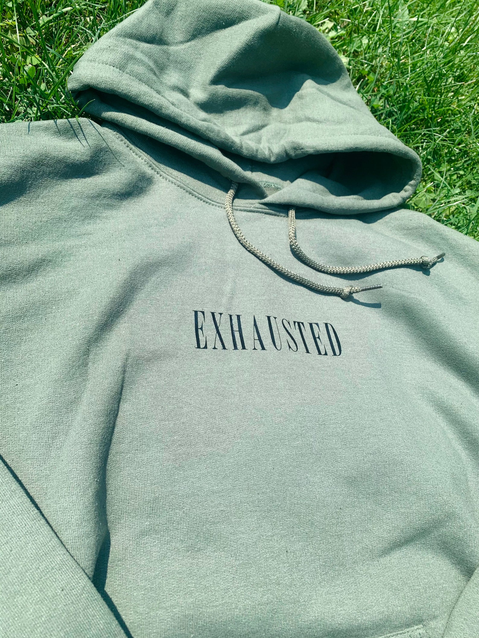 Hunter Green Exhausted Hoodie Etsy