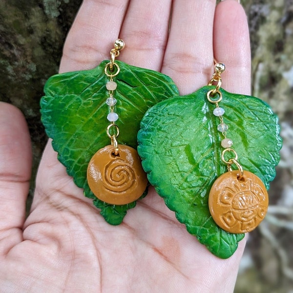 Oregano Brujo Taino Symbol Earrings | Artesania Boricua | Handmade In Puerto Rico