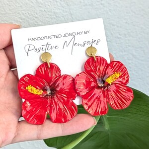 Mini Flor De Maga Earrings | Red Hibiscus Flower Jewelry | Handmade in PR