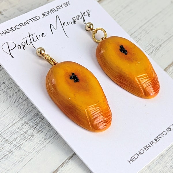 Fried Yellow Plantain Earrings - Polymer Clay Caribbean Food Jewelry, Handmade in Puerto Rico