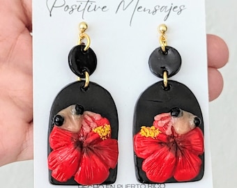 Coqui Hibiscus Flower Statement Earrings | Puerto Rico Handmade Jewelry | Boricua Artisans