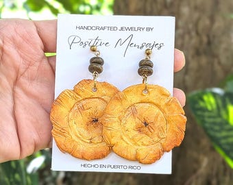 Puerto Rico Jewelry | Tostones With Beads Earrings | Artesania Boricua | Made in PR