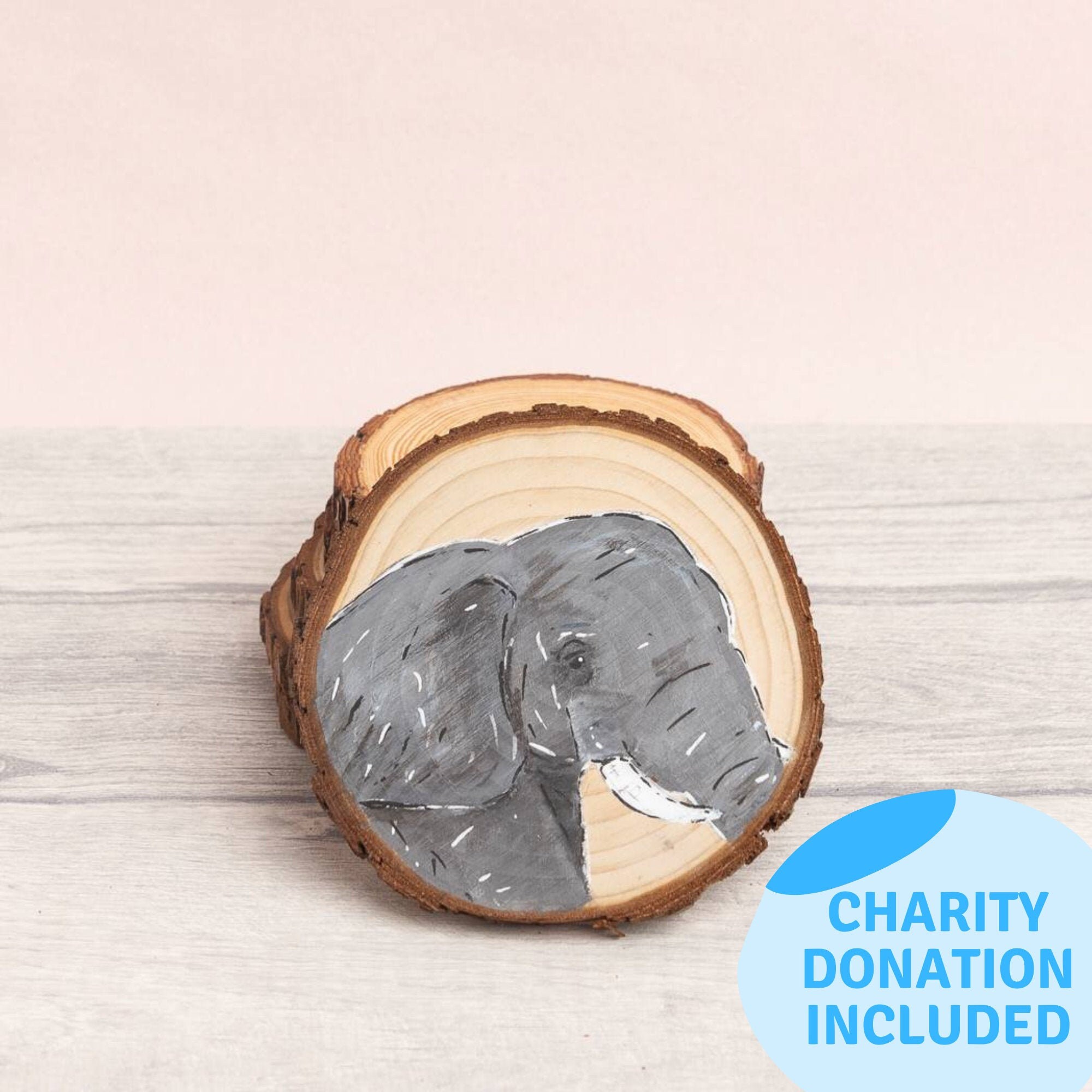 Elephant Coaster Wooden Hand Painted Coasters Wood Slice Etsy UK