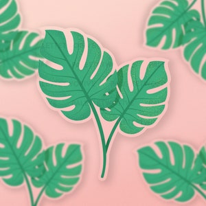 Monstera Sticker, Monstera Leaf Sticker, Tropical Leaf Sticker, Monstera Leaf - Trendy Sticker, Wall Decal, Water Bottle Sticker - 3"