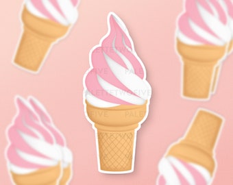Ice Cream Sticker, Dessert Sticker, Strawberry Ice Cream Sticker, Ice Cream Decal, Kids Sticker, Notebook Sticker, Cute Dessert Sticker