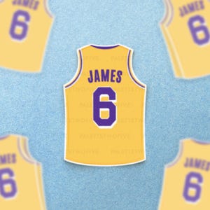 Jersey Sticker, LeBron Sticker, James Sticker, Basketball Jersey Sticker, GOAT Sticker, Basketball Sticker Vinyl, Water Bottle Sticker - 3&quot;