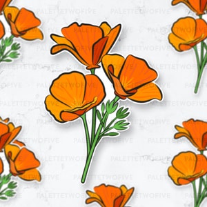 Poppy Sticker, California Poppy Sticker, Golden Poppy State Flower, Golden Poppy Sticker, CA Sticker, California Sticker Vinyl