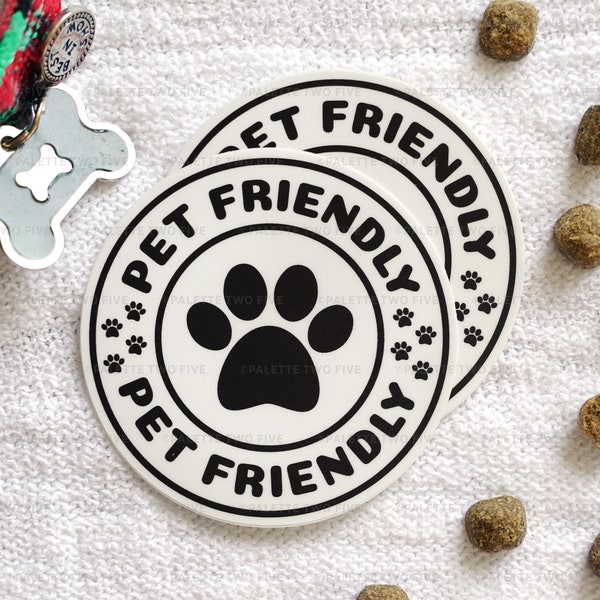 Pet Friendly Sticker, Dog Sticker, Dog Friendly Sticker, Adopt, Dog Paw Sticker - Trendy Stickers, Laptop Sticker, Water Bottle Sticker - 3"