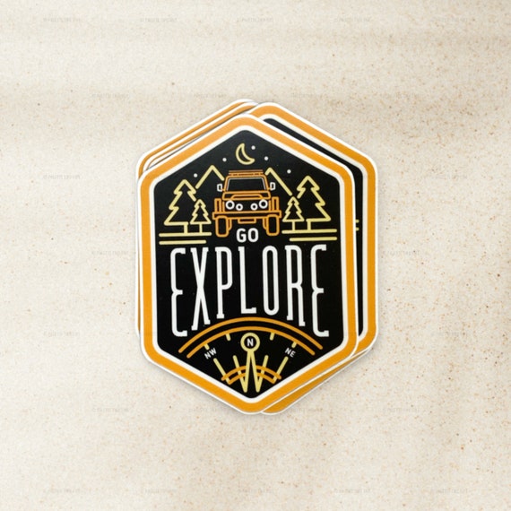 Go Explore, Camping Road Trip Sticker, Overland Sticker - Trendy Stickers, Wall Decal, Laptop Vinyl Sticker, Water Bottle Sticker - 2.5"