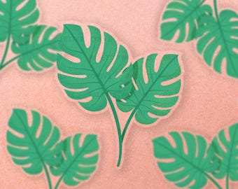Monstera Sticker, Monstera Leaf Sticker, Tropical Leaf Sticker, Monstera Leaf - Trendy Sticker, Wall Decal, Water Bottle Sticker - 3"