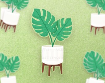 Monstera Sticker, Monstera Leaf Sticker, Tropical Leaf Sticker, Monstera Leaf - Trendy Sticker, Wall Decal, Water Bottle Sticker - 3"