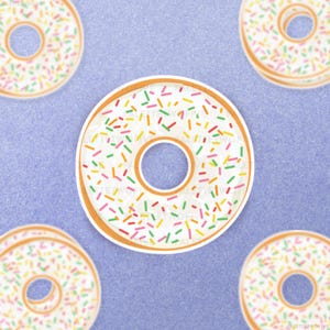Vanilla Sprinkle Donut Sticker, Sprinkle Donut Sticker, Donut Sticker - Trendy Stickers, Wall Decal, Laptop Sticker, Water Bottle Sticker