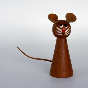 vintage Kay Bojesen Era Teak Mouse Made In Denmark - Danish Design - Mid Century Modern Teak Desk Toy Mouse - Zoo Line - Hans Bolling