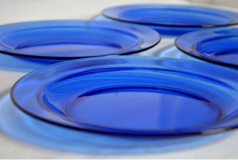 11 Pc Vintage Blue Glass Dish Set Cobalt Blue Glass Etsy