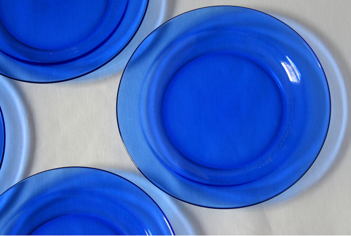11 pc vintage blue glass dish set cobalt blue glass etsy