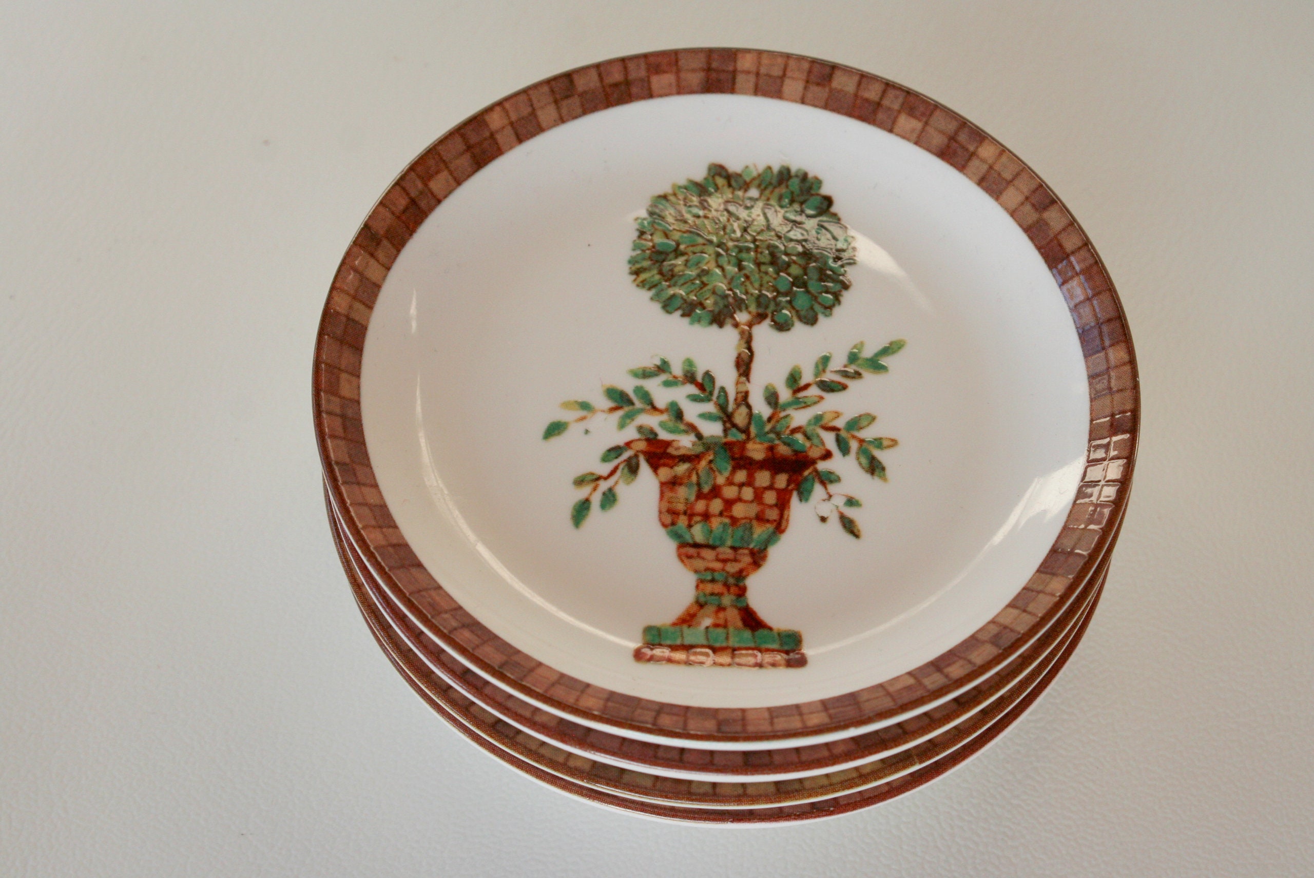 Set of 4 Plant Coasters Vintage Ceramic Earthenware Painted Etsy