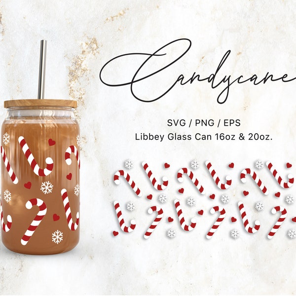 Libbey Glass 16oz | 20oz Candy Cane Svg Files for Cricut & Silhouette Cameo, Sugar Svg, Canes Svg, Winter Svg, Christmas svg, Festive Svg