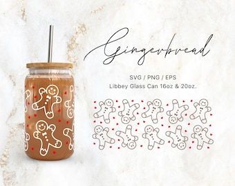 Libbey Glass 16oz | 20oz Gingerbread Svg Files for Cricut & Silhouette Cameo, Cookies Svg, Winter Svg, Christmas svg, Xmas svg, Baking svg