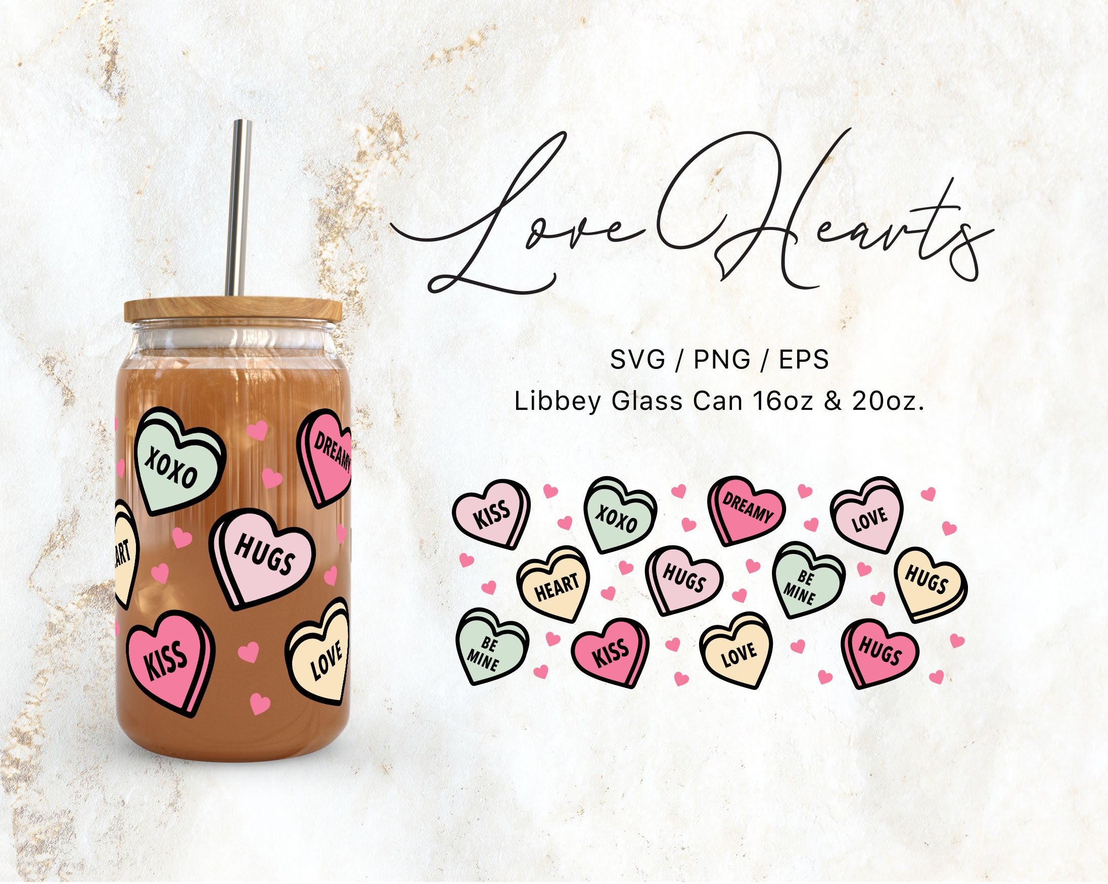 Libbey Glass 16oz / 20oz Love Hearts Archivos SVG para Cricut ...