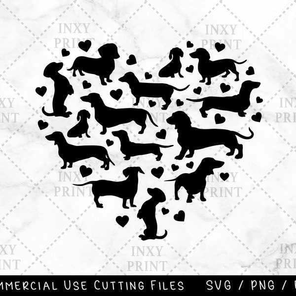 Mini Dachshund Heart Svg Files for Cricut & Silhouette, Dog Svg, puppy Svg, pooch Svg, Png