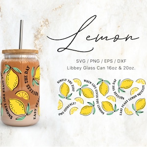 Verre Libbey 16oz | 20oz Lemon Pun Svg Files pour Cricut & Silhouette Cameo, Fruit Svg, Printemps et Été Svg, Citron zeste Svg, piquant Png
