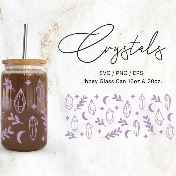 Libbey Glass 16oz | 20oz Crystal Svg Files for Cricut Studio & Silhouette Cameo, Mystical Svg, Magical Svg, Boho Svg, Moon Magic Png