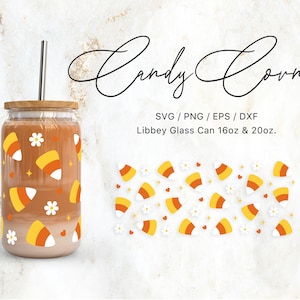 Libbey Glass Can 16oz | 20oz Candy Corn Svg Files for Cricut / Silhouette Cameo, Fall Svg, Autumn Svg, Halloween svg, Trick Or Treat Svg