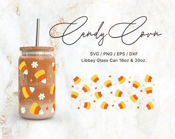 Libbey Glass Can 16oz | 20oz Candy Corn Svg Files for Cricut / Silhouette Cameo, Fall Svg, Autumn Svg, Halloween svg, Trick Or Treat Svg