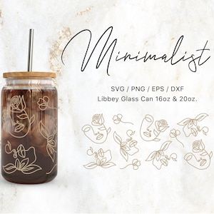 Vidro Libbey 16 onças | Arquivos Svg de arte de linha minimalista de 20 onças para Cricut e Silhouette Cameo, Boho Clipart Svg, Glassware Svg, Minimal Svg