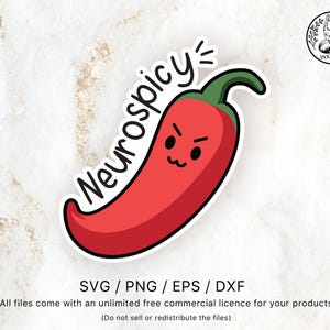 NEUROSPICY ⟡ Sticker Graphic For Cricut Studio & Silhouette Cameo, Neurodiversity Svg, Spicy Pepper, Jalapeño, Neurodiverse Svg, ADHD Svg