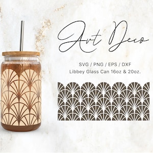 Libbey グラス 16 オンス | 20 オンス アールデコ SVG ファイル (Cricut および Silhouette Cameo 用)、クリップアート SVG、ガラス製品 SVG、ビンテージ SVG、シームレス Png