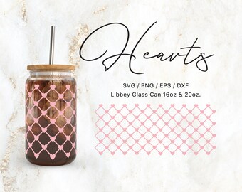 Libbey Glass 16oz | 20oz Checkered Hearts Svg Files for Cricut & Silhouette Cameo, Glassware Svg, Valentines Day Svg, Love Png, Patch svg