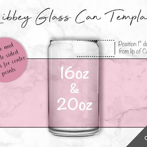 Könnte beinhalten: Eine Vorlage für eine 16oz oder 20oz Glasdose, mit einseitigen und doppelseitigen Führungen für die Mittelpunkte. Die Vorlage befindet sich auf einem rosa Marmorhintergrund. Der Text "Position 1" down from lip of Can" ist sichtbar.