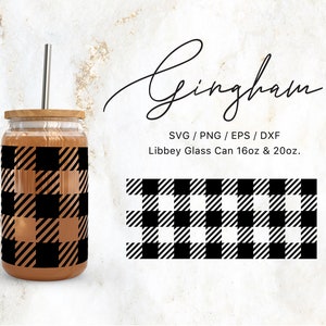 Libbey Glas 16 Unzen | 20 Unzen Gingham Karo-Svg-Dateien für Cricut & Silhouette Cameo, Karo-Svg, Patchwork-Svg, Retro-Svg, Glaswaren-Svg