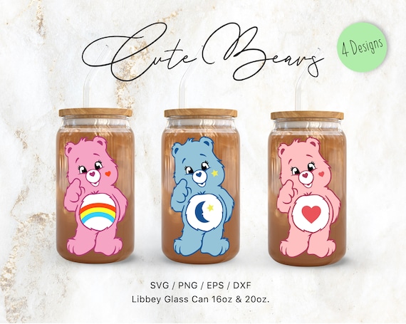 Libbey Glass 16oz | 20oz Cute Bear Svg Files for Cricut & Silhouette Cameo, Care Clipart Svg, Glassware Svg, Valentines Day Svg, Love Png