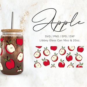 Libbey Glass 16oz/20oz File Svg di mela dolce per Cricut e Silhouette Cameo, Frutta Svg, Insegnamento Svg, Conoscenza Svg, Succo di mela Png