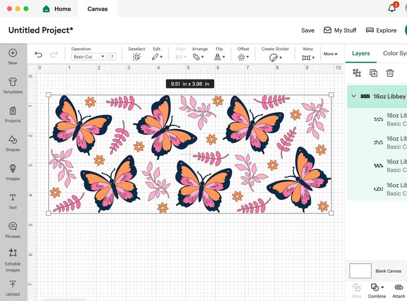 Libbey Glass Can 16oz | 20oz Butterfly Svg File for Cricut & Silhouette ...