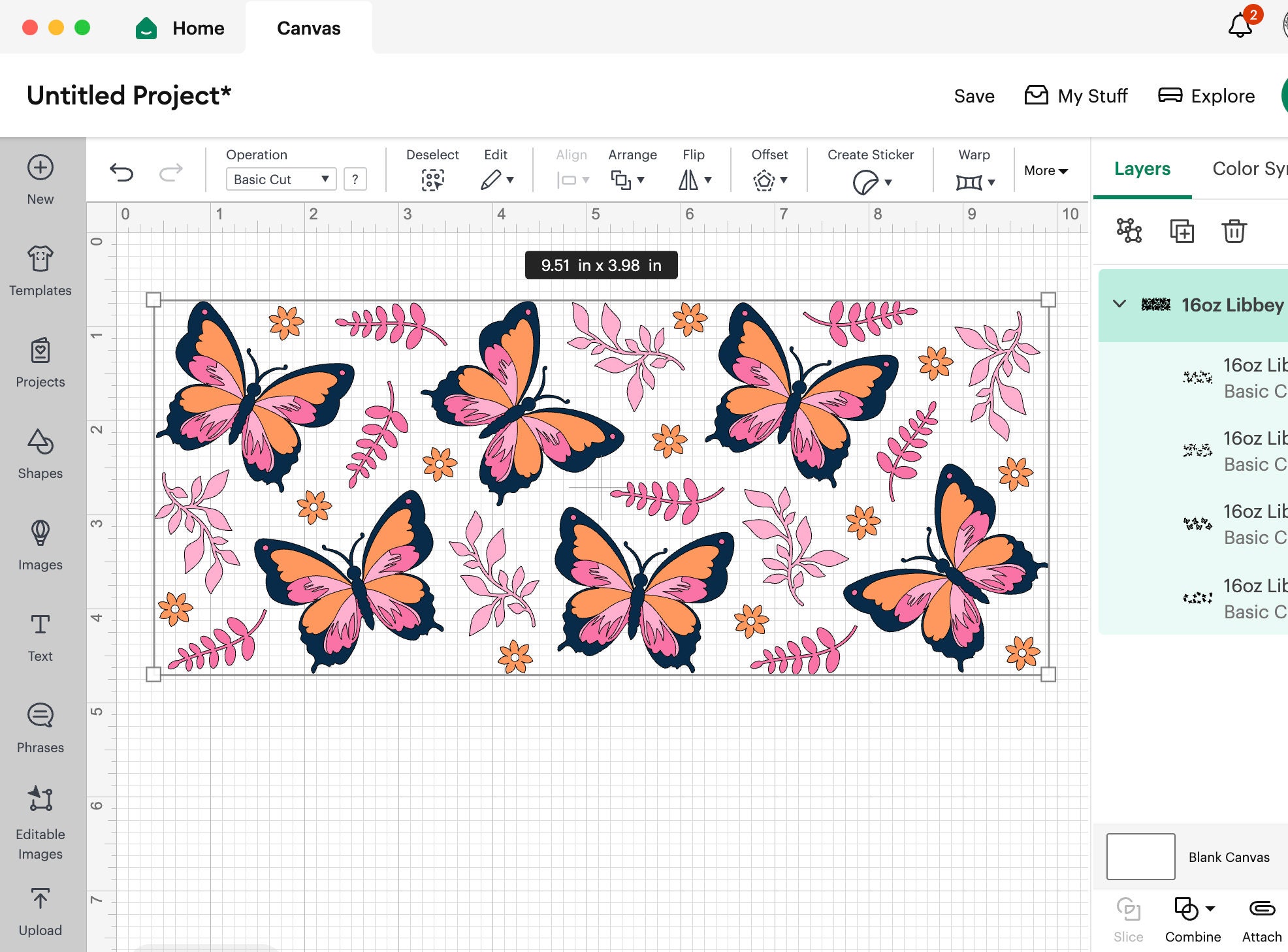 Libbey Glass Can 16oz | 20oz Butterfly Svg File for Cricut & Silhouette ...