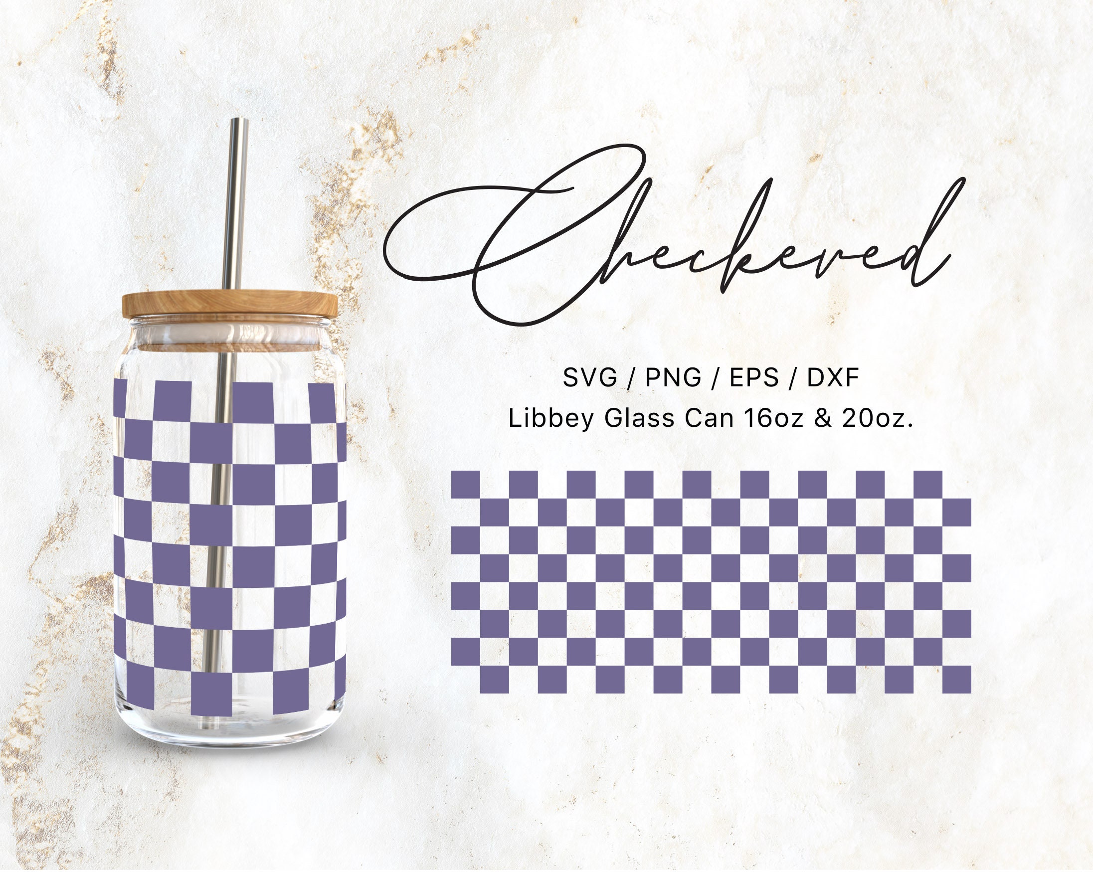 Libbey Glass Svg, Checkered Pattern