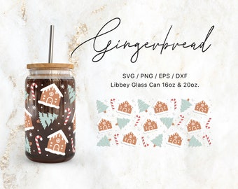 Libbey Glass Can 16oz | 20oz Gingerbread House Svg Files for Cricut & Silhouette Cameo, Snow Svg, Christmas Svg, Winter svg, Baking svg